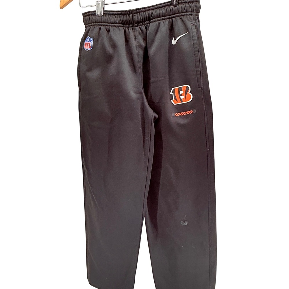 Nike NFL Cincinnati Bengals Dri-Fit Jogger Pants Kid's Size M Black Orange‎
